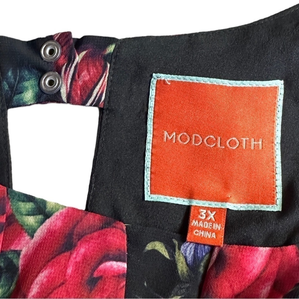 ModCloth Flaunts & Needs Floral Rose Print Chiffon Midi Dress Size 3X - Picture 8 of 10